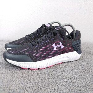 Under Armour Charged Rogue Girls Size 6Y Running Shoes Pink Black Trainers